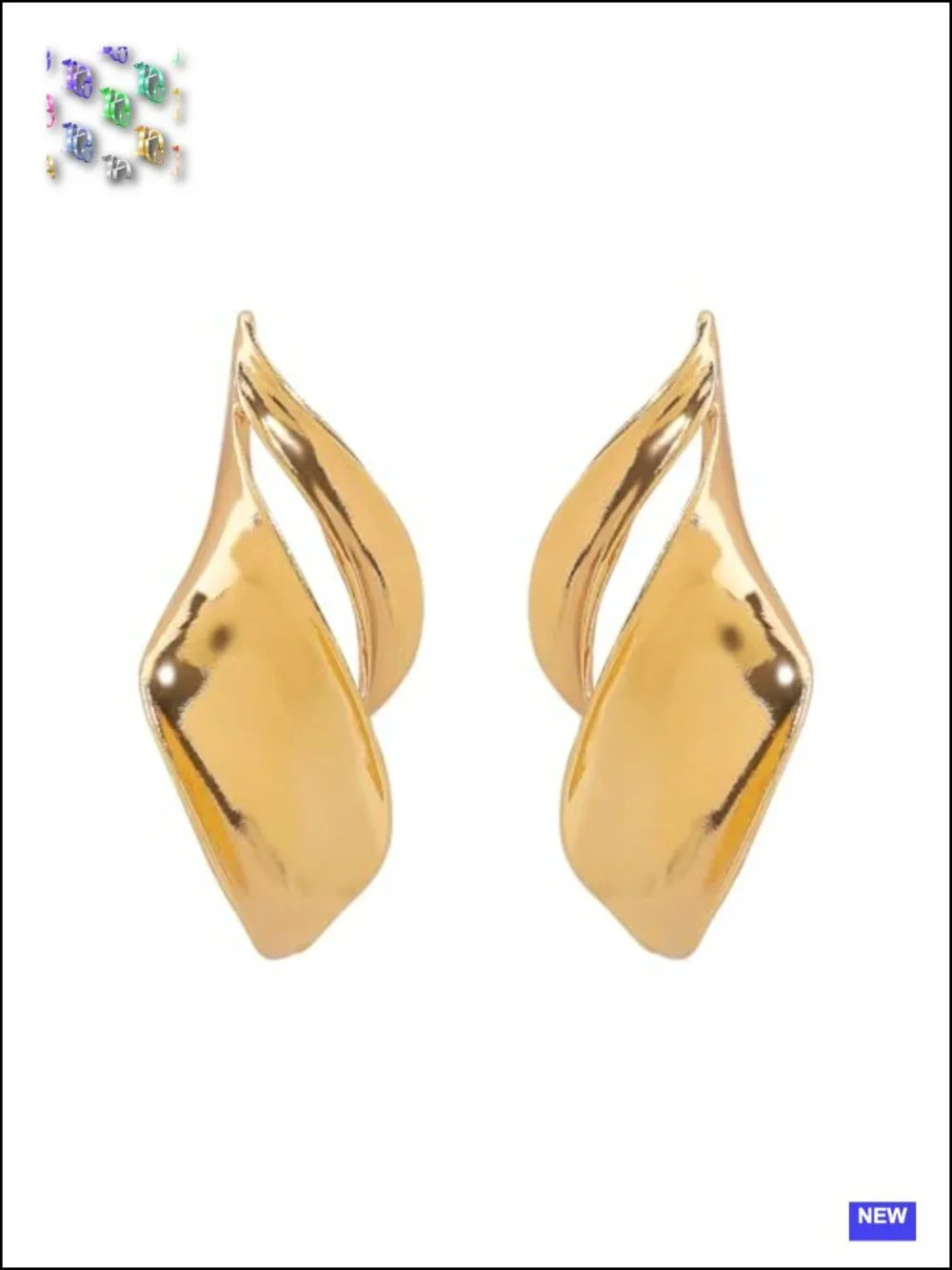Chunky Gold Statement Drop Dangle Earrings Leaf Geometric Spiral Twisty